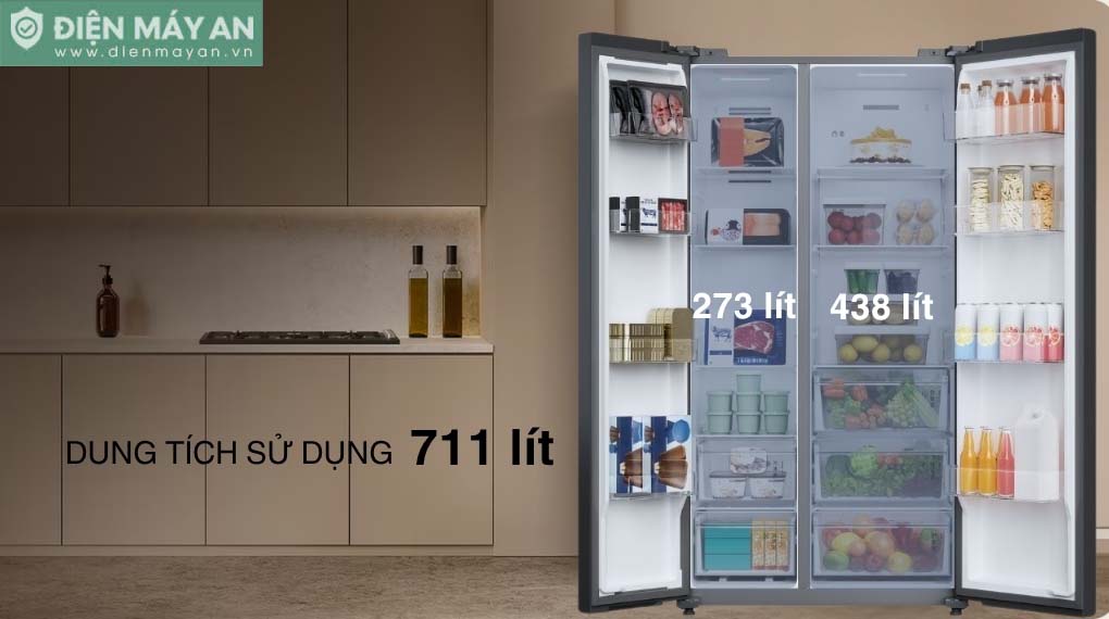 Tủ lạnh Toshiba Inverter 711 lít Side By Side GR-RS910WI-PMV(06)-MG